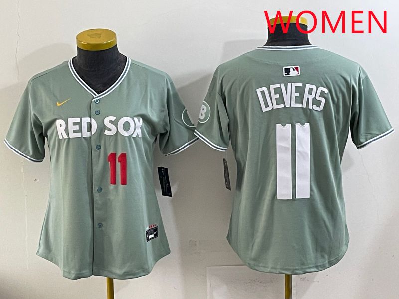 Women 2025 Boston Red Sox 11 Devers Light Green Joint Name Nike MLB Jersey style 17